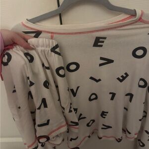 Z supply Stylish Cream and Black Lettered Women's Top